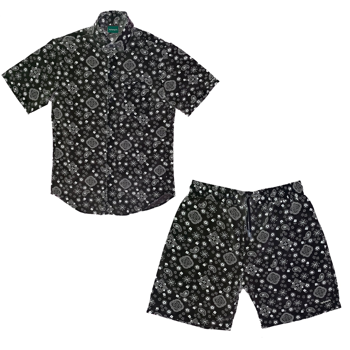 Black Paisley Short Set