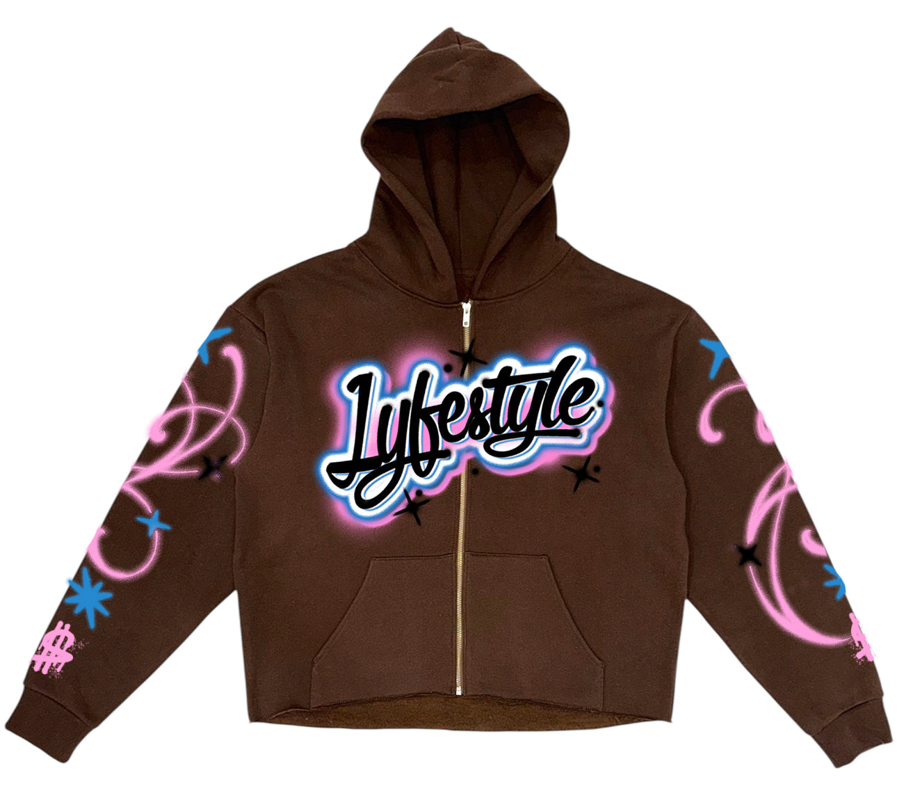 Black & Pink Airbrush Lyfestyle Zip-Up Hoodies