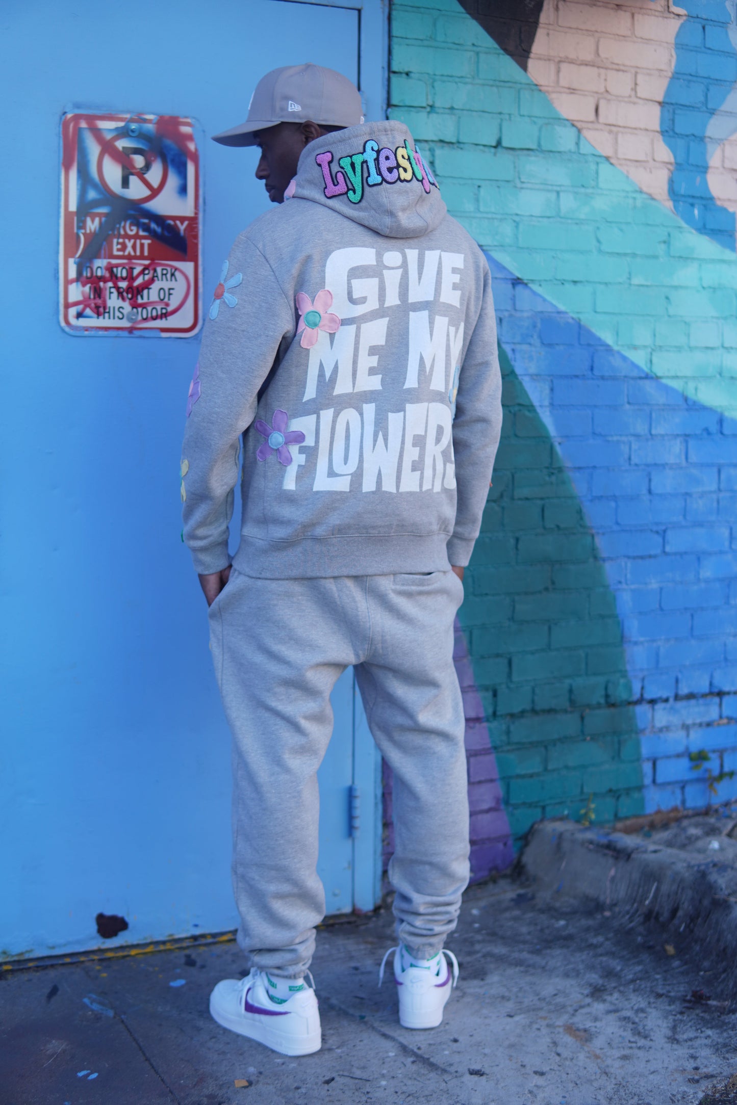 Grey Pastel Floral Lyfestyle Sweatsuit