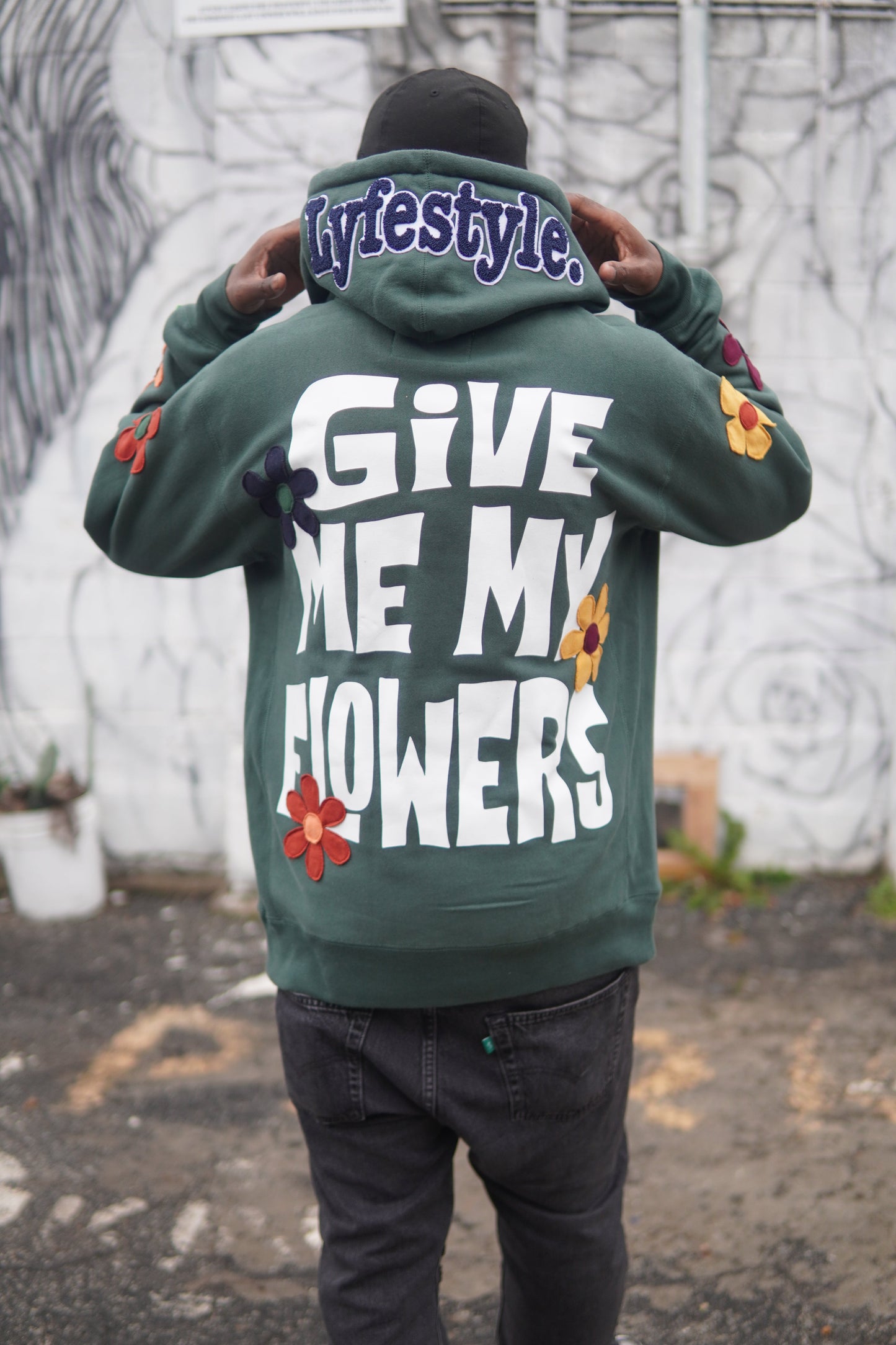 Forest Green Floral Lyfestyle Hoodie