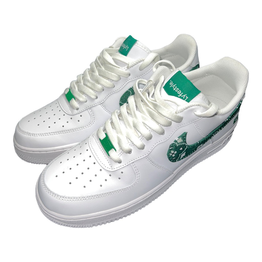 Custom Green Paisley Lyfestyle Air Force 1s