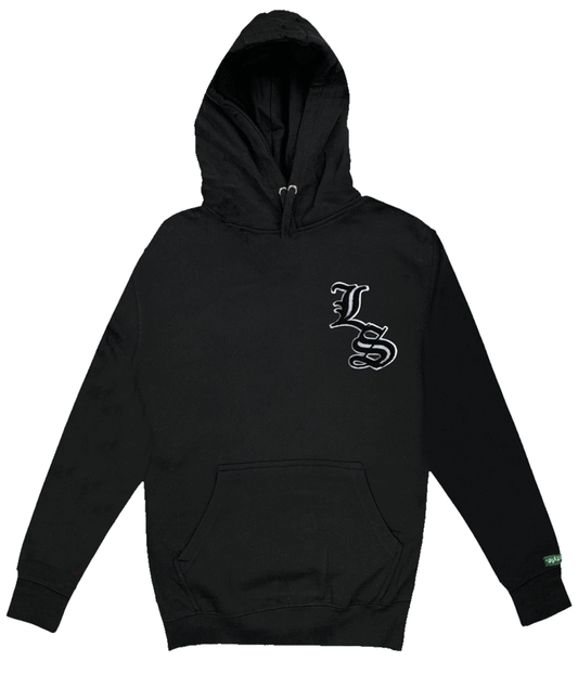 Black w/ White LS Hoodie