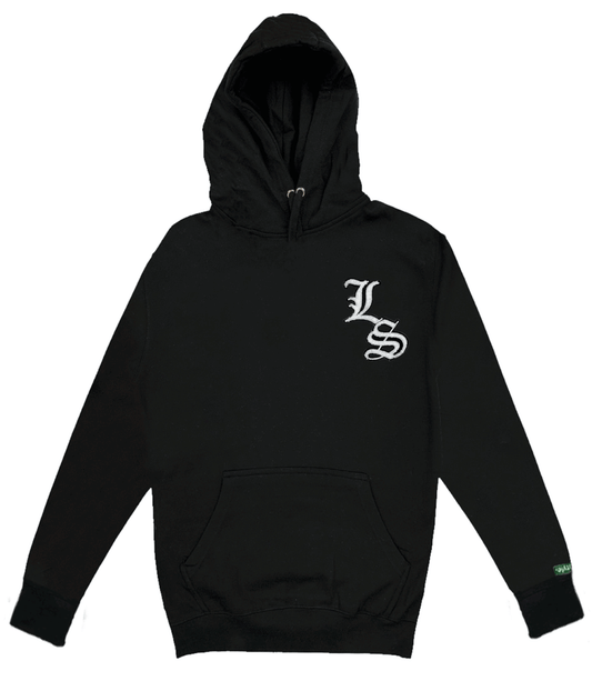White w/ Black LS Hoodie