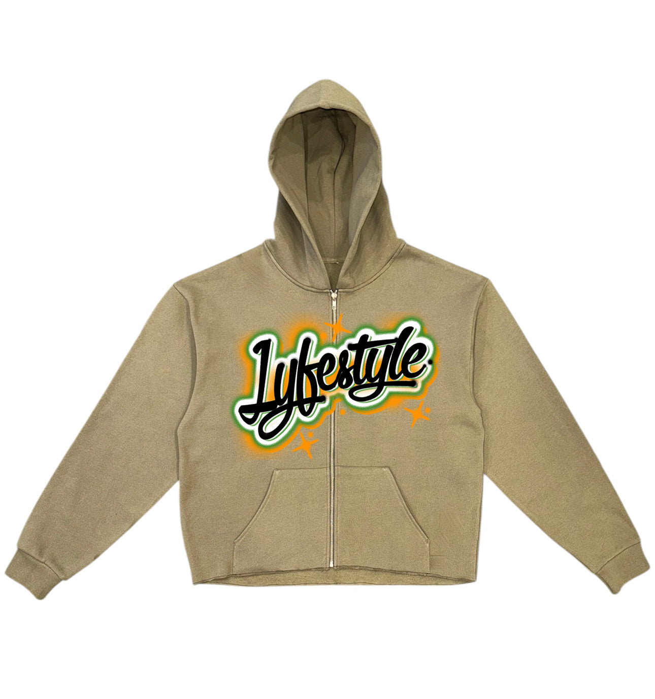 Black & Orange Airbrush Lyfestyle Zip-Up Hoodies