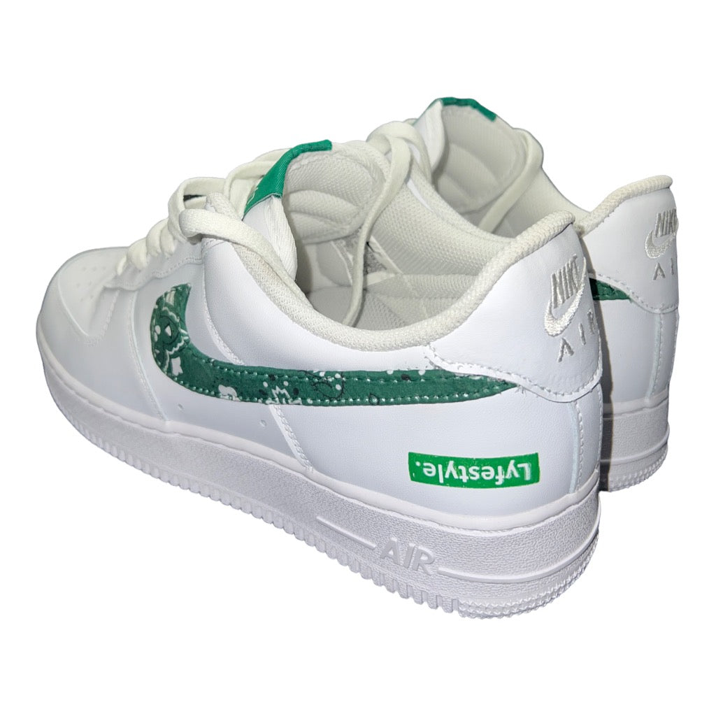 Custom Green Paisley Lyfestyle Air Force 1s