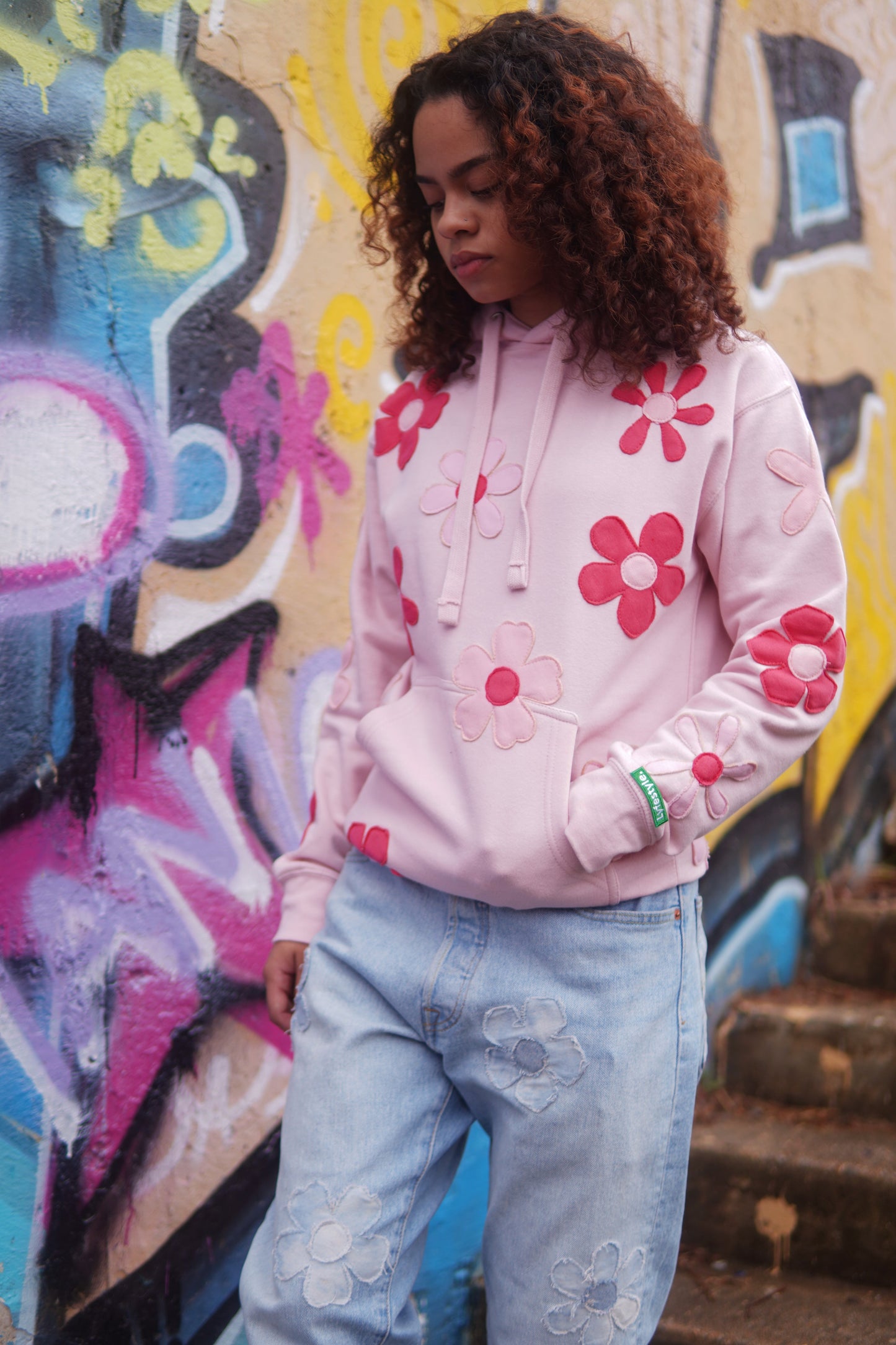 Women's Pink Floral Lyfestyle Hoodie
