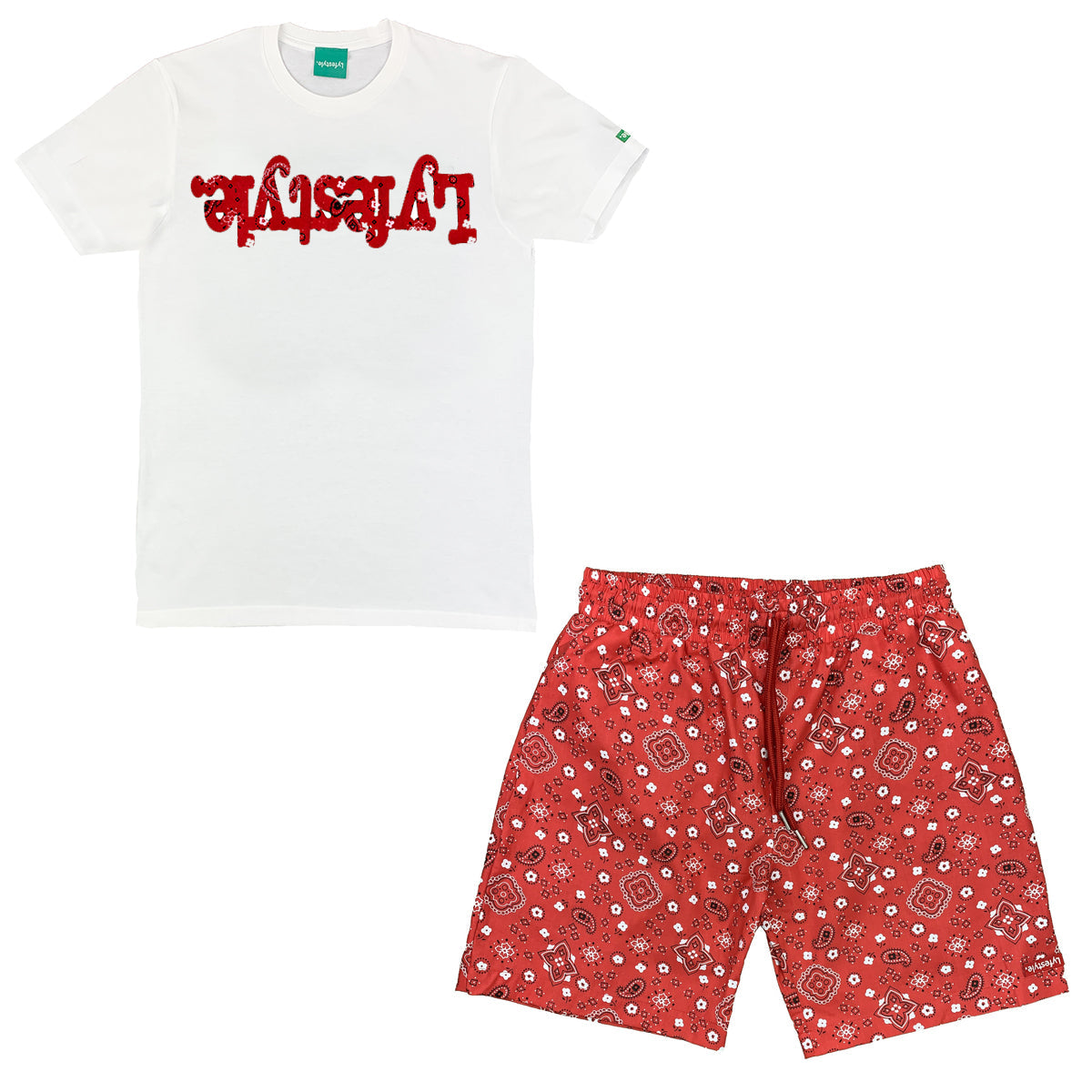 Red Paisley Short Set