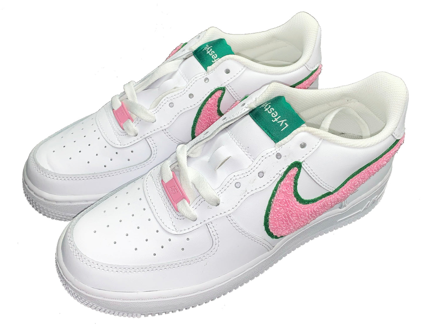 Women's Pink & Green Custom Lyfestyle Air Force 1s