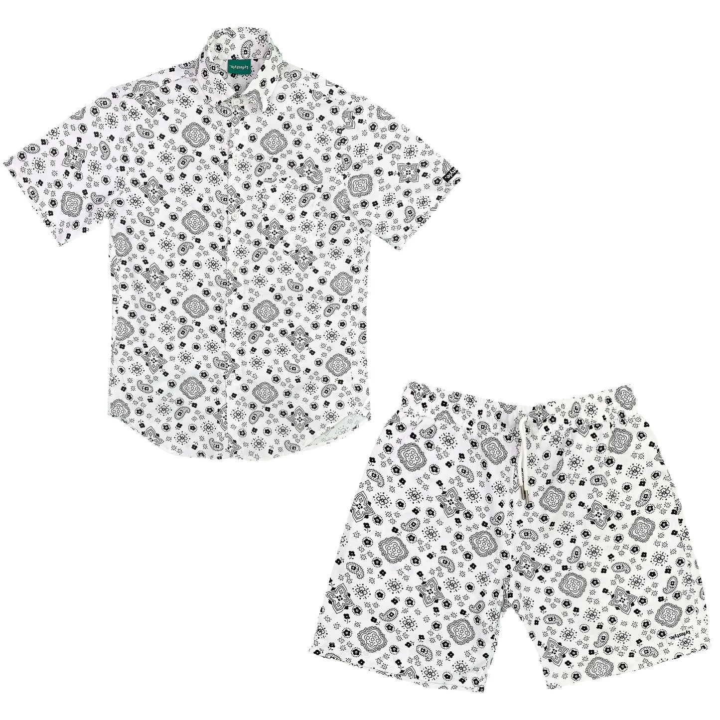White Paisley Short Set