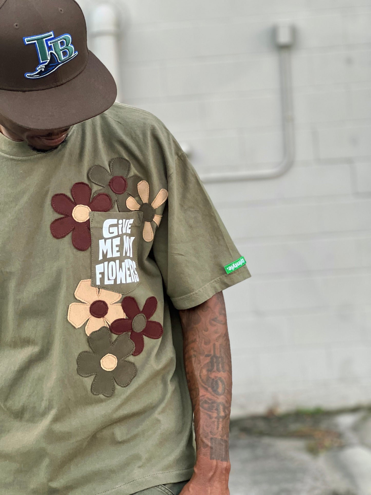 Olive Green Floral Tee