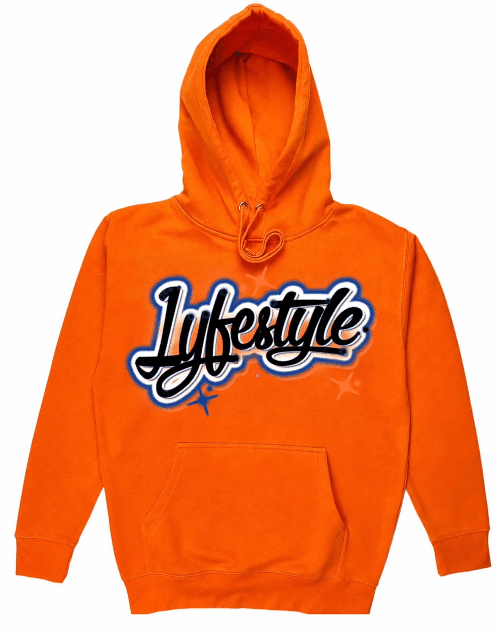 Orange & Royal Blue Airbrush Lyfestyle Hoodies (Customizable