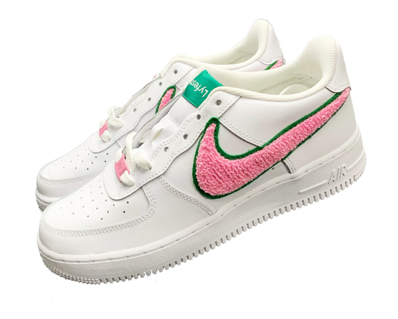 Women's Pink & Green Custom Lyfestyle Air Force 1s