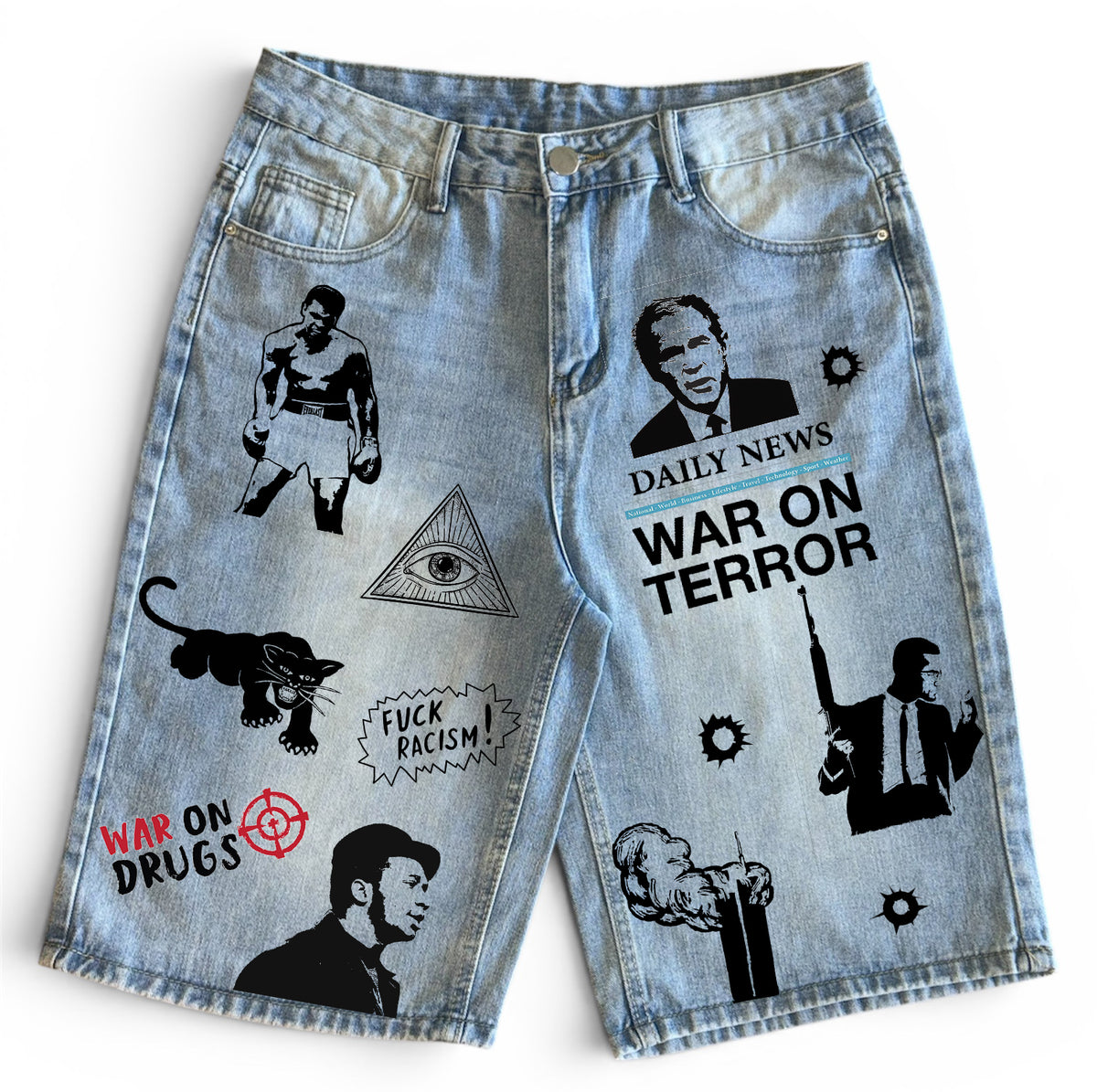 "American Terrorist" Denim Shorts