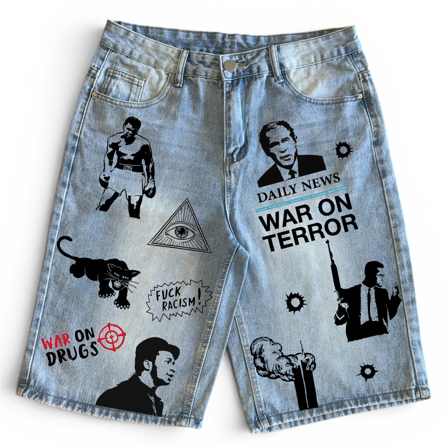 "American Terrorist" Denim Shorts