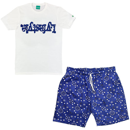 Royal Blue Paisley Short Set