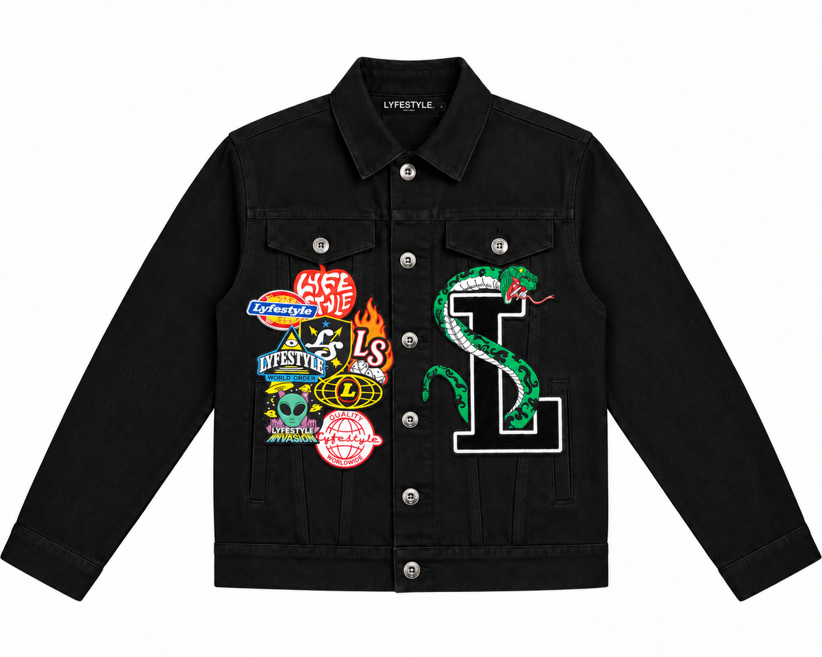 "La Serpiente" Black Denim Jacket