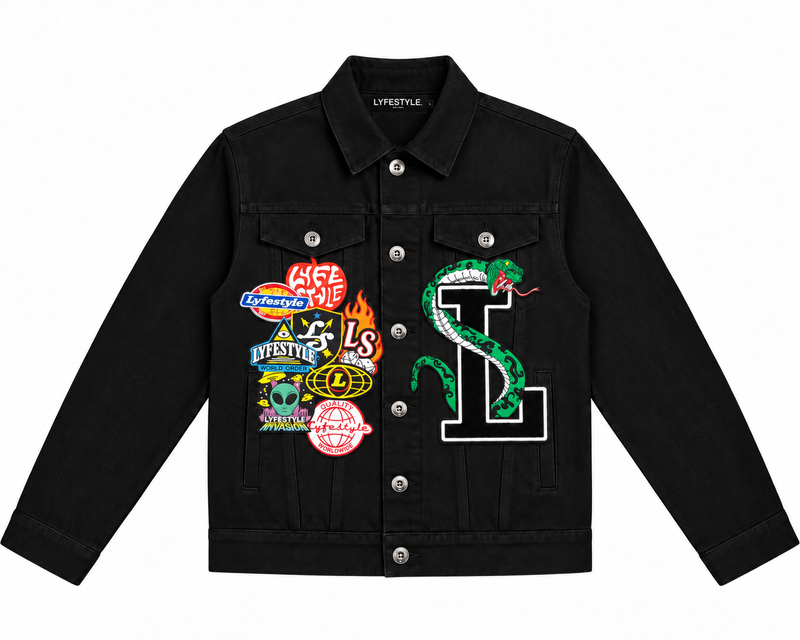 "La Serpiente" Black Denim Jacket