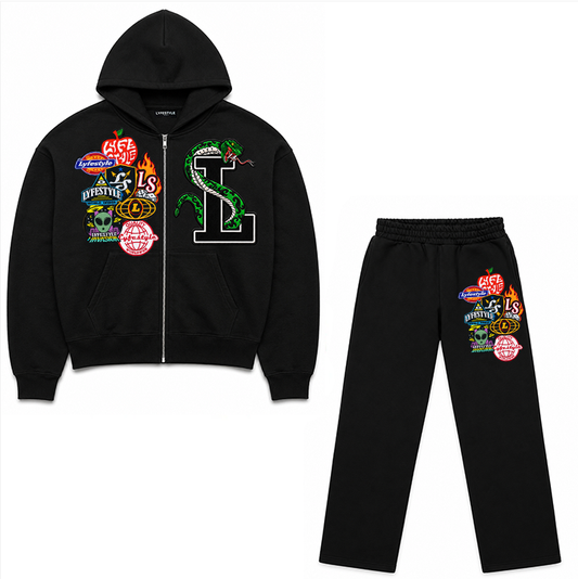 Black "La Serpiente" Sweatsuit