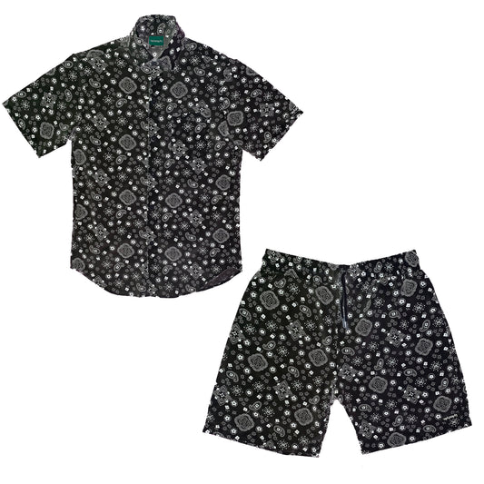 Black Paisley Short Set