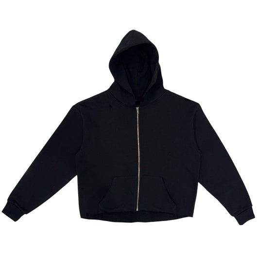 Blank Black Crop Zip-Up Hoodie