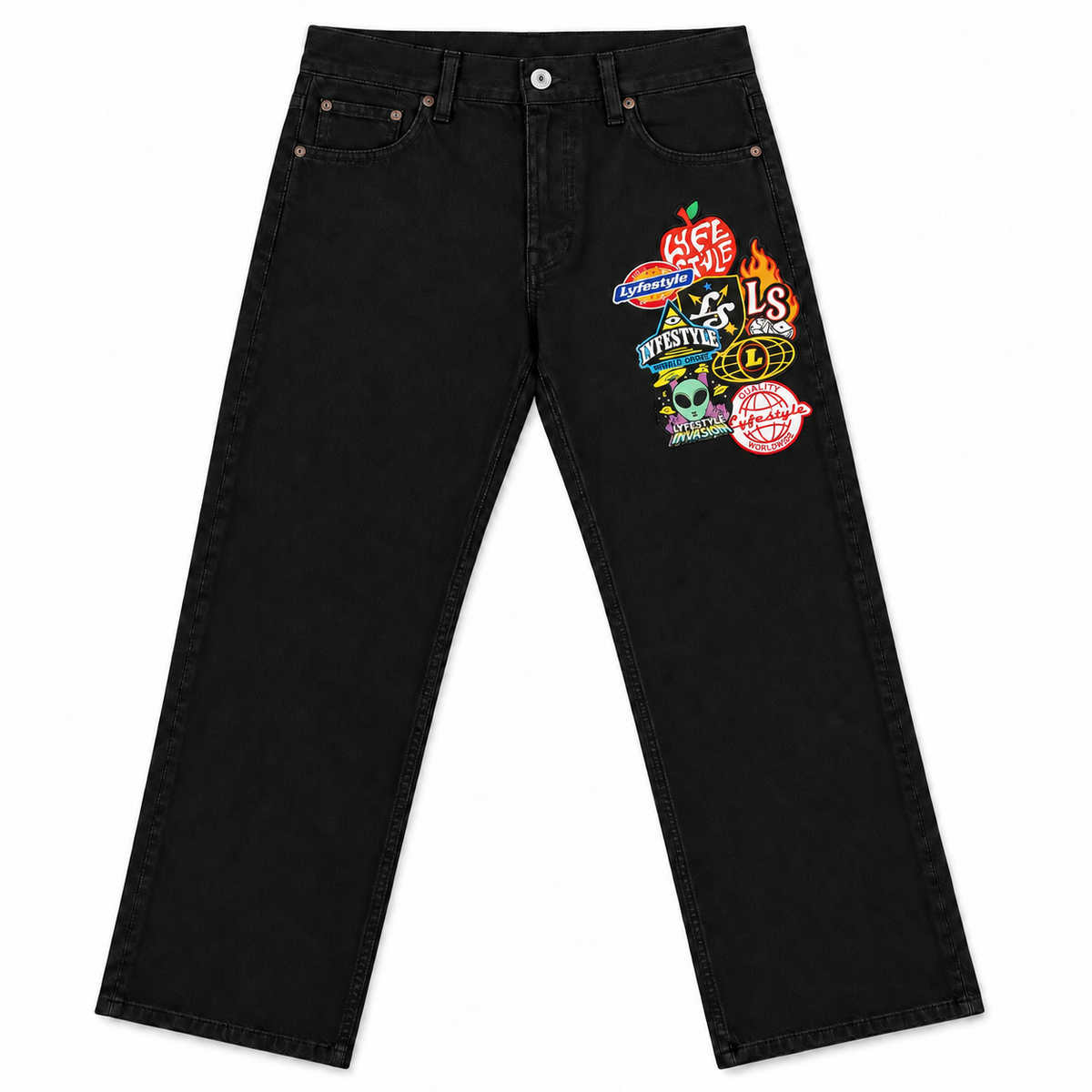 "La Serpiente" Black Denim Jeans