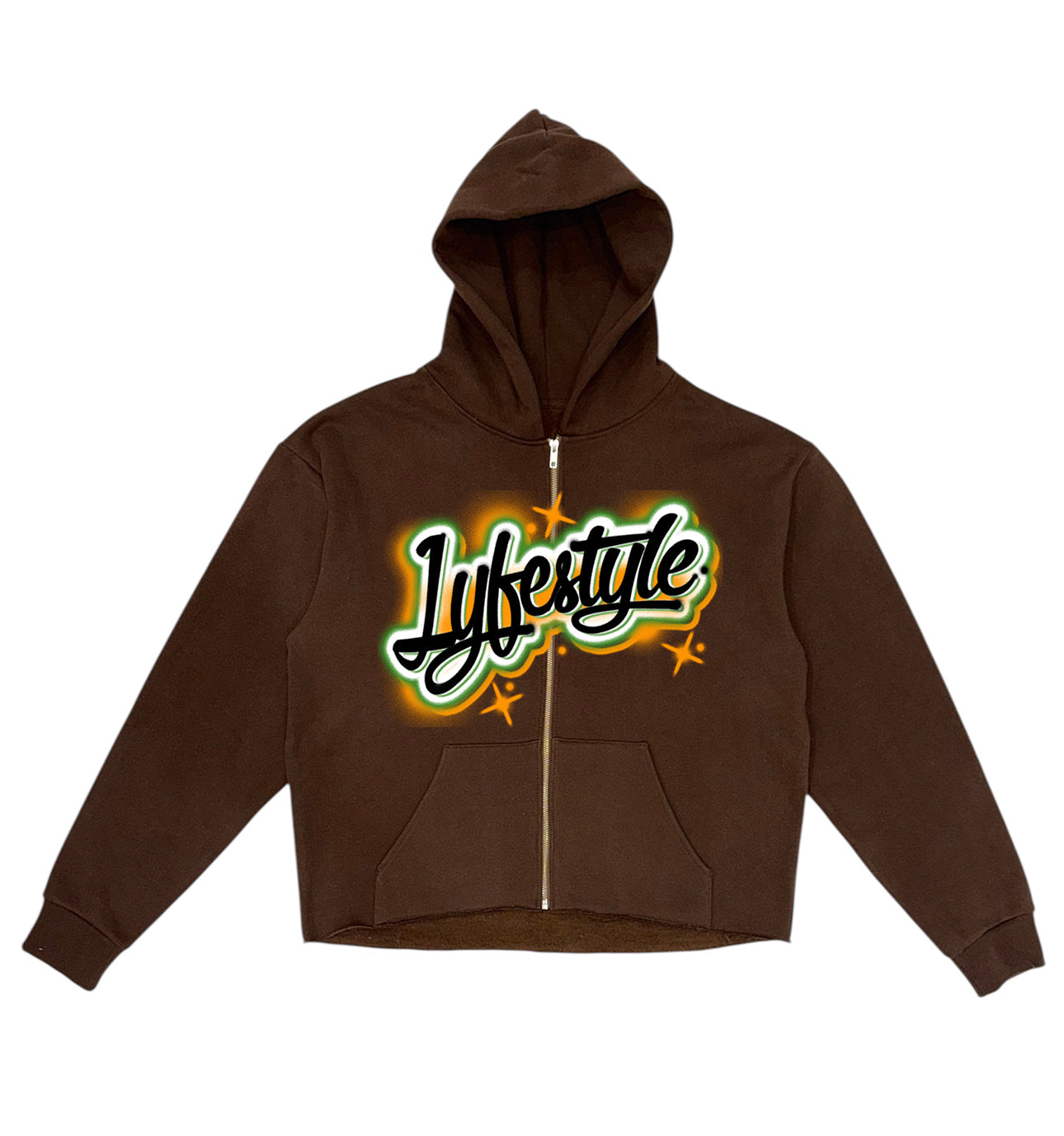Black & Orange Airbrush Lyfestyle Zip-Up Hoodies