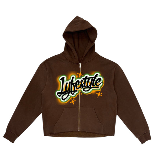 Black & Orange Airbrush Lyfestyle Zip-Up Hoodies