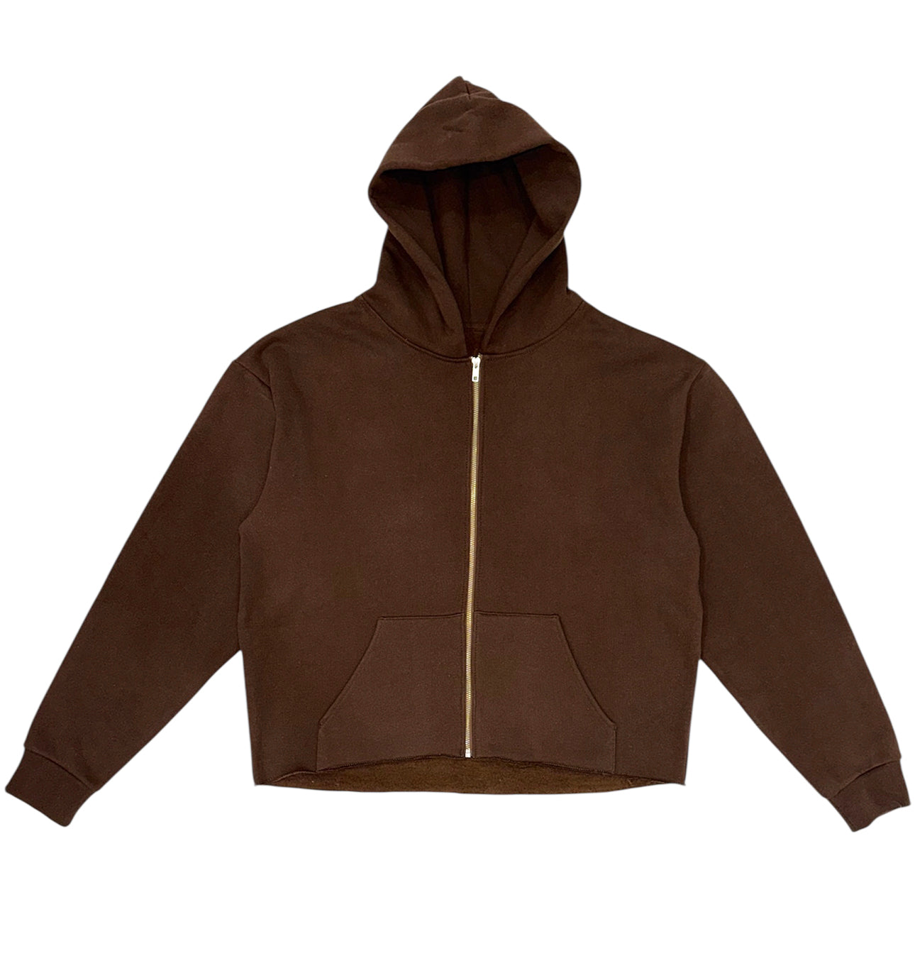 Blank Brown Crop Zip-Up Hoodie