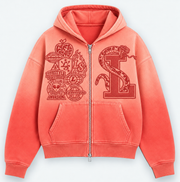 Garment Dyed Tonal "La Serpiente" Zip-Up Hoodies