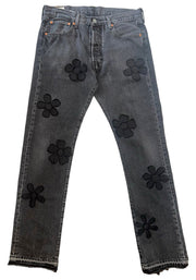 Black Floral Lyfestyle Denim Jeans