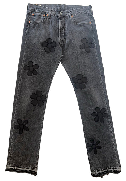 Black Floral Lyfestyle Denim Jeans