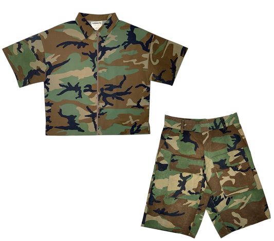 Vintage Green Camo Short Set