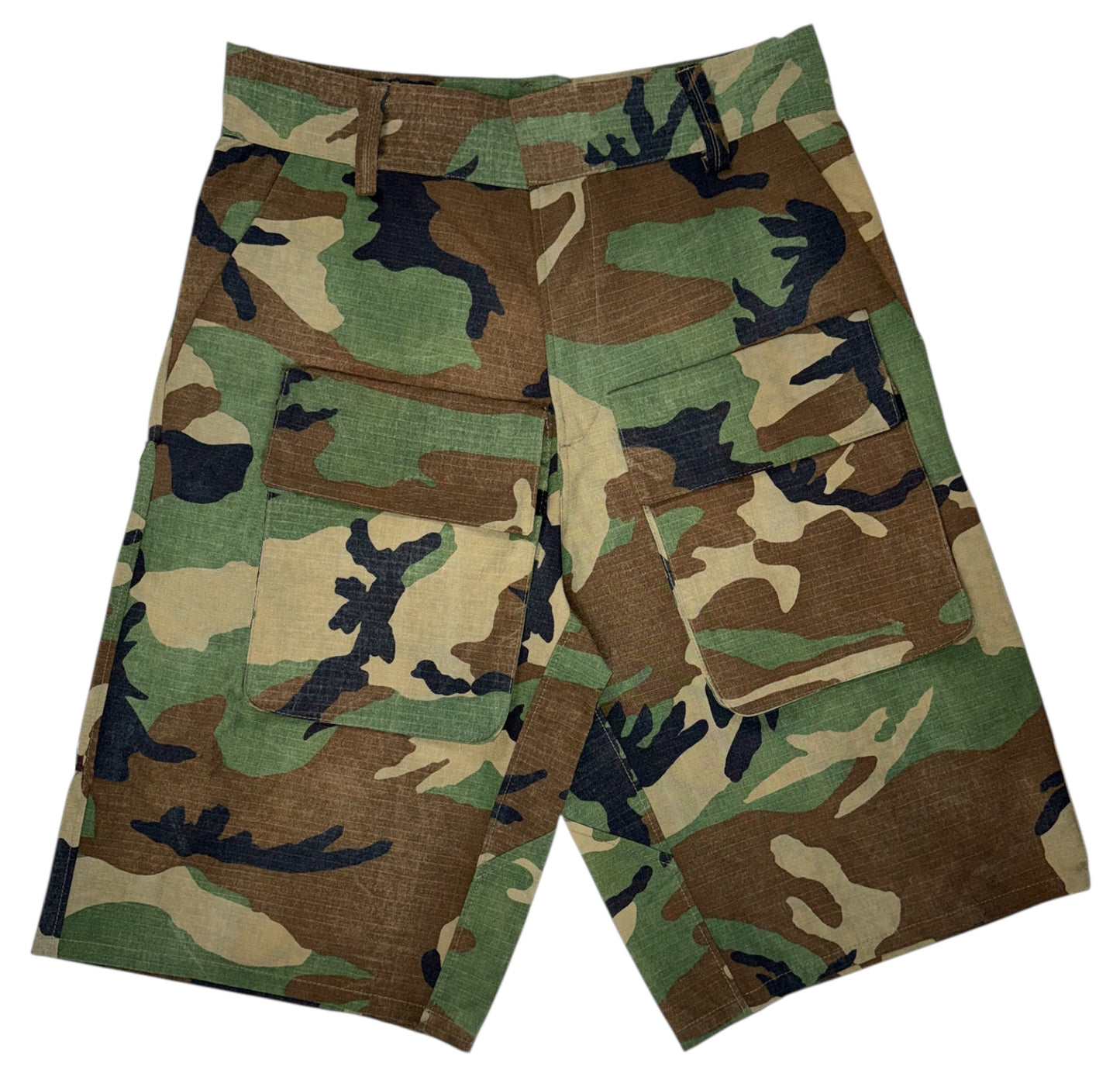 Vintage Green Camo Cargo Shorts