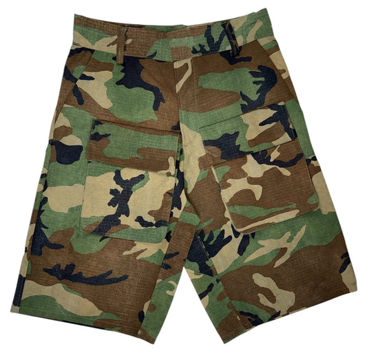 Vintage Green Camo Cargo Shorts