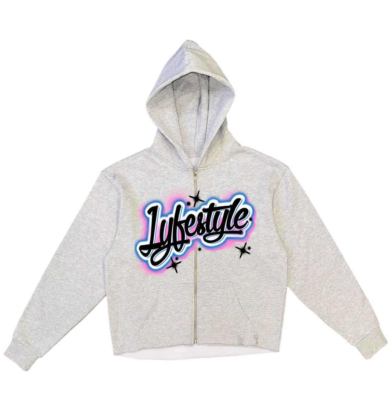 Black & Pink Airbrush Lyfestyle Zip-Up Hoodies