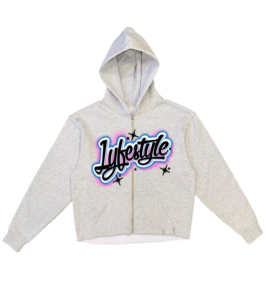 Black & Pink Airbrush Lyfestyle Zip-Up Hoodies