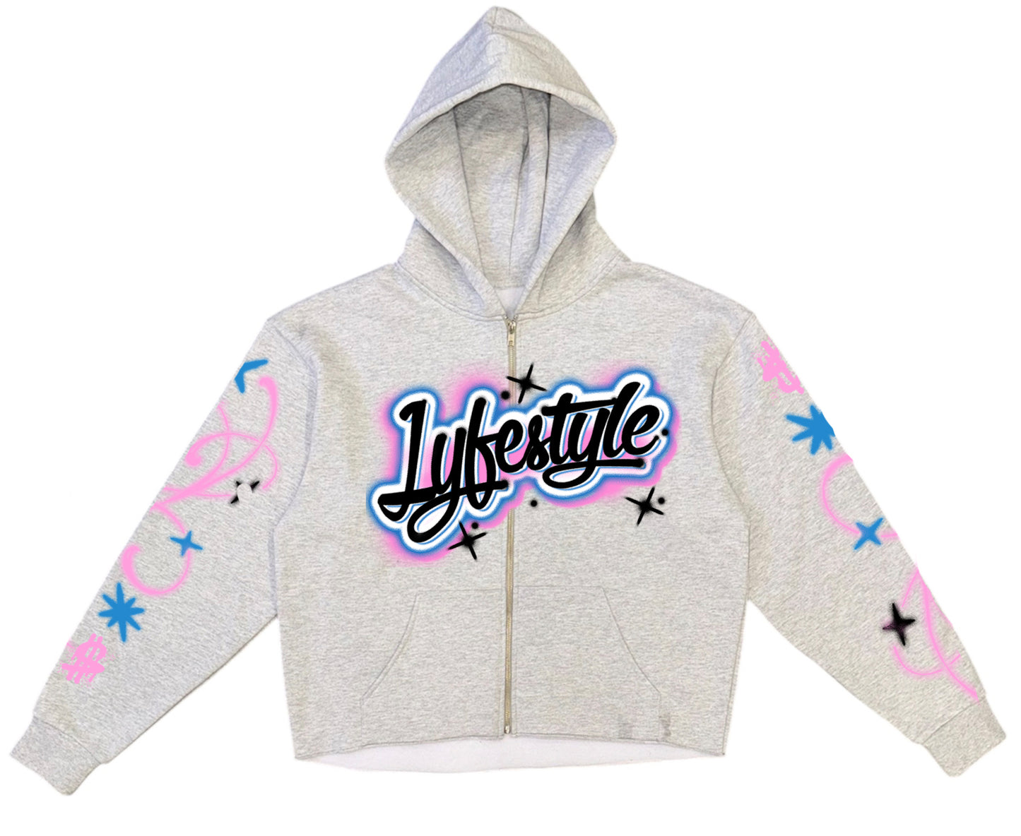 Black & Pink Airbrush Lyfestyle Zip-Up Hoodies