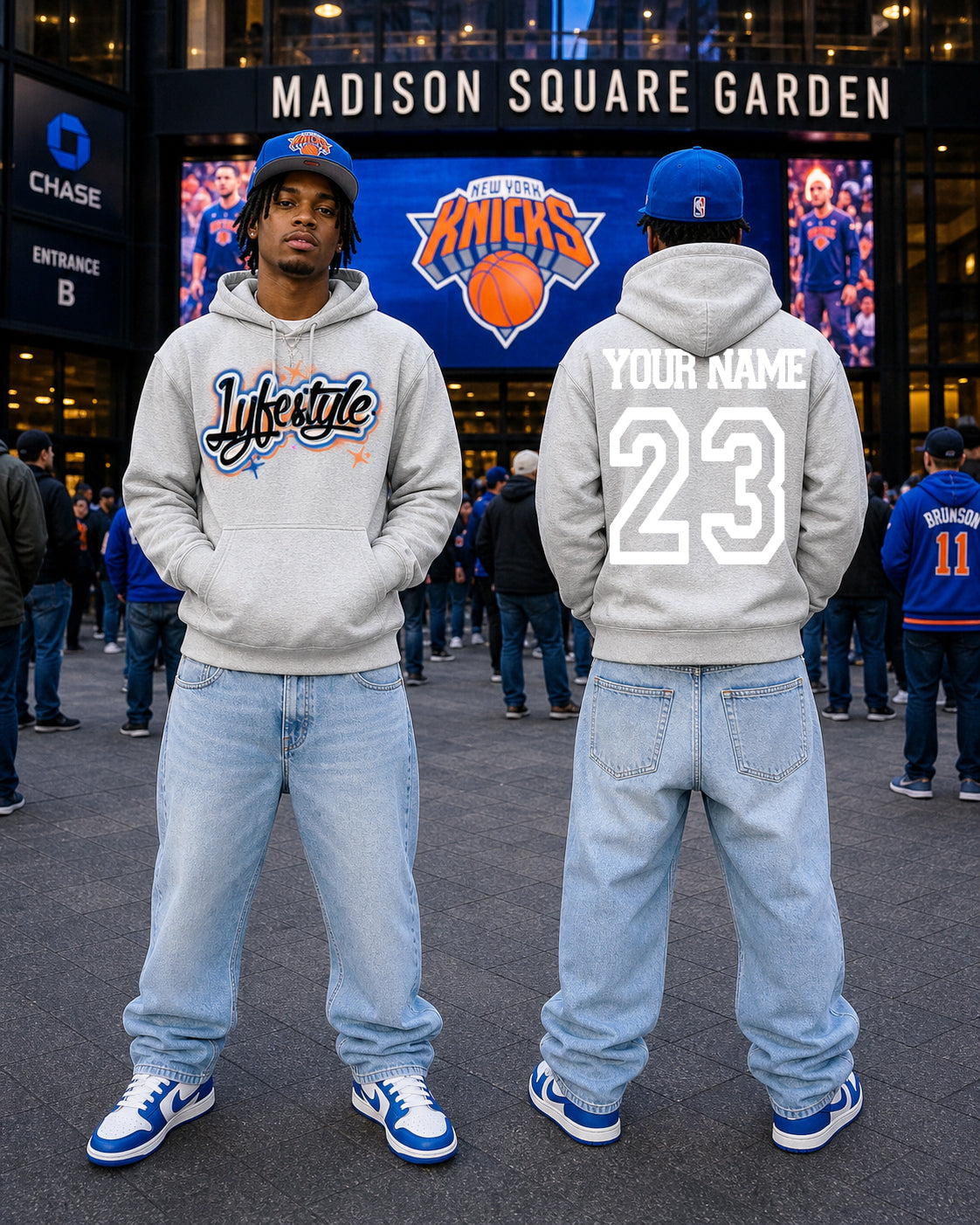 Orange & Royal Blue Airbrush Lyfestyle Hoodies (Customizable)