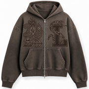 Garment Dyed Tonal "La Serpiente" Zip-Up Hoodies
