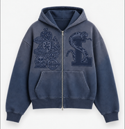 Garment Dyed Tonal "La Serpiente" Zip-Up Hoodies