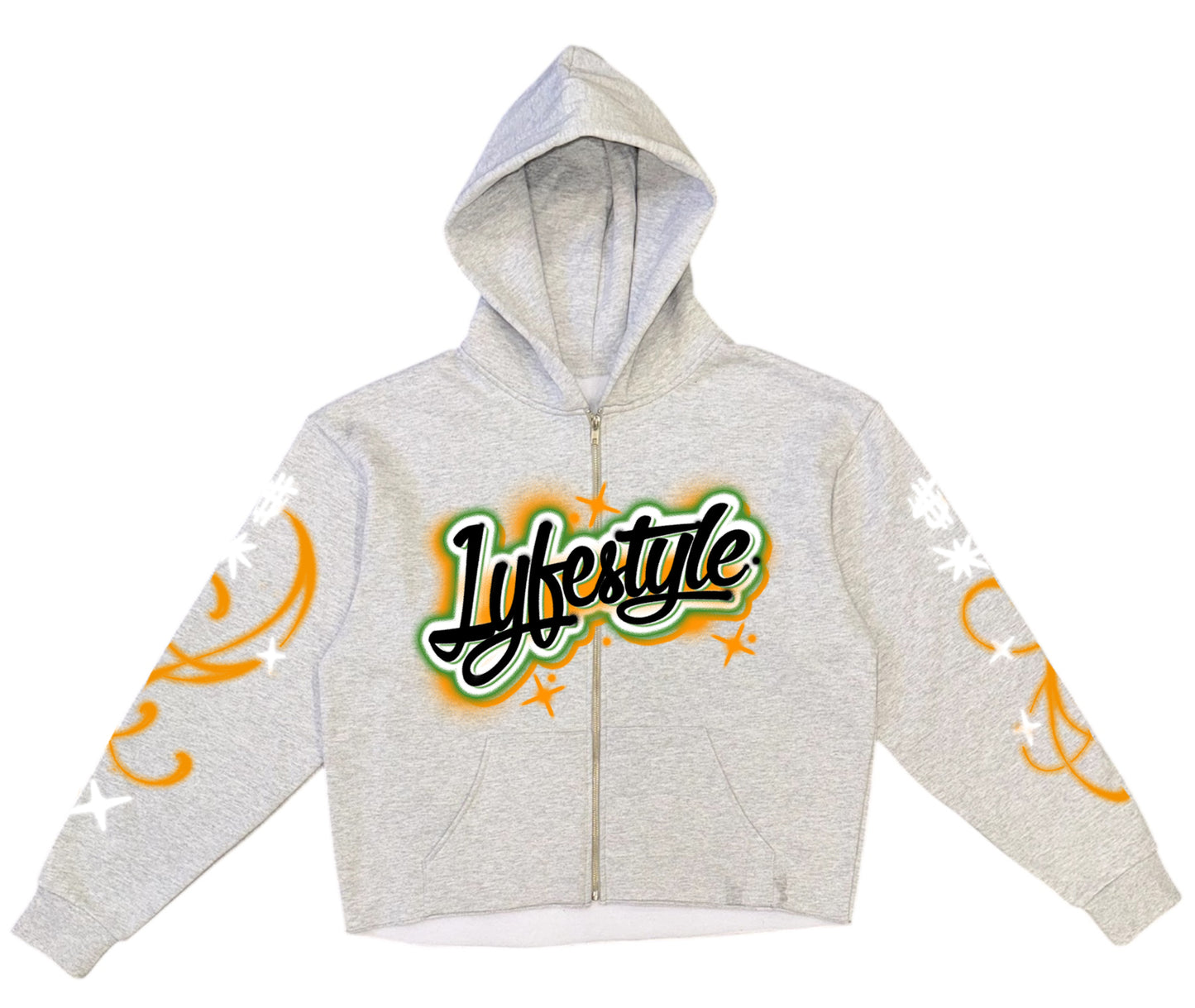 Black & Orange Airbrush Lyfestyle Zip-Up Hoodies