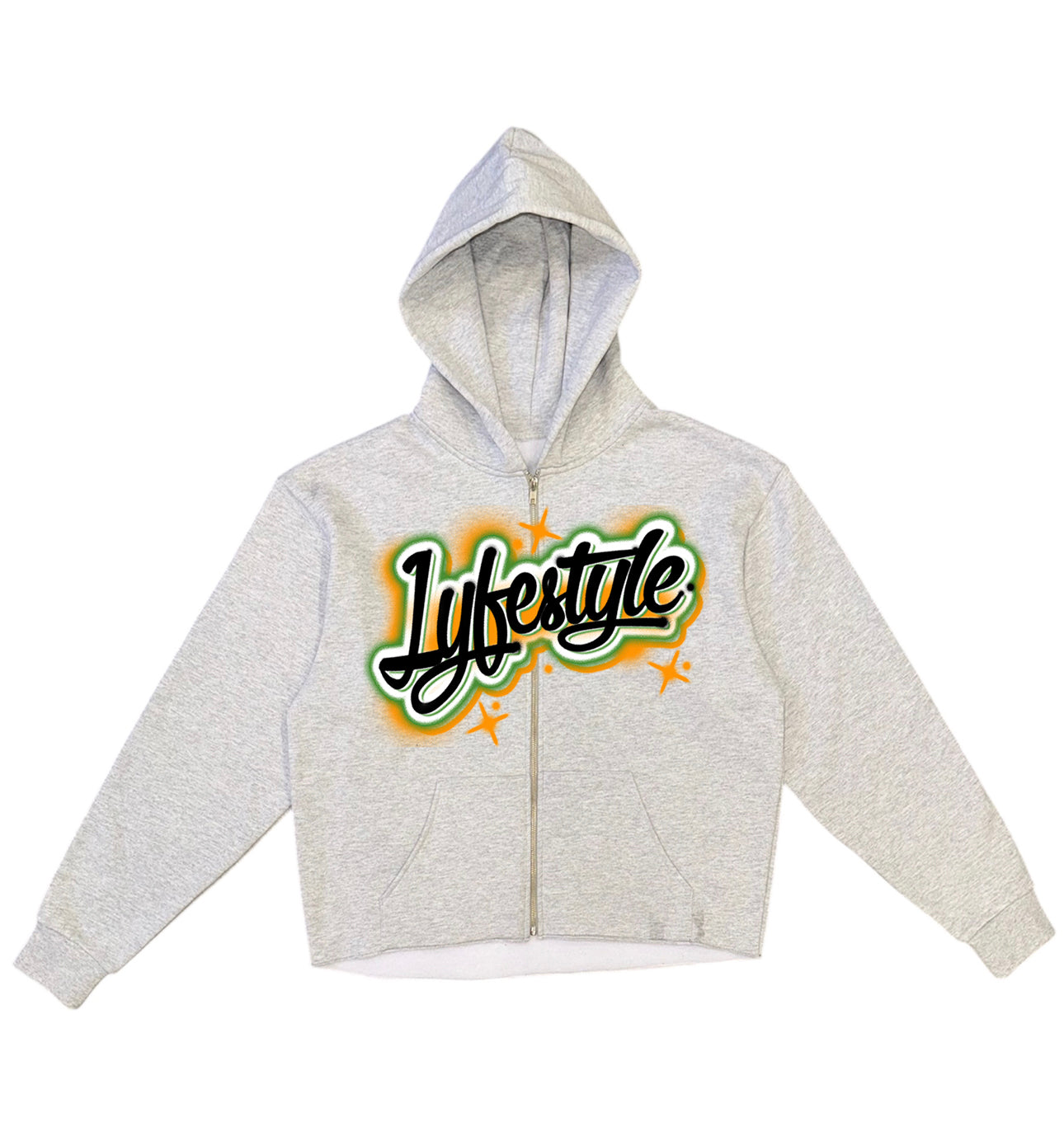 Black & Orange Airbrush Lyfestyle Zip-Up Hoodies