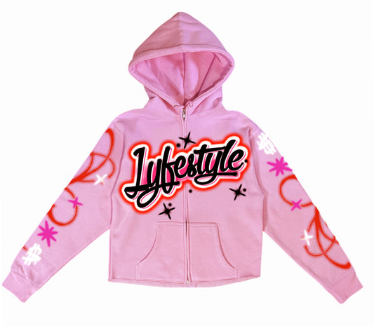 Pink Airbrush Lyfestyle Zip-Up Hoodie