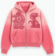 Garment Dyed Tonal "La Serpiente" Zip-Up Hoodies