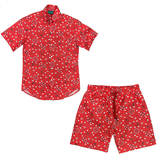 Red Paisley Short Set