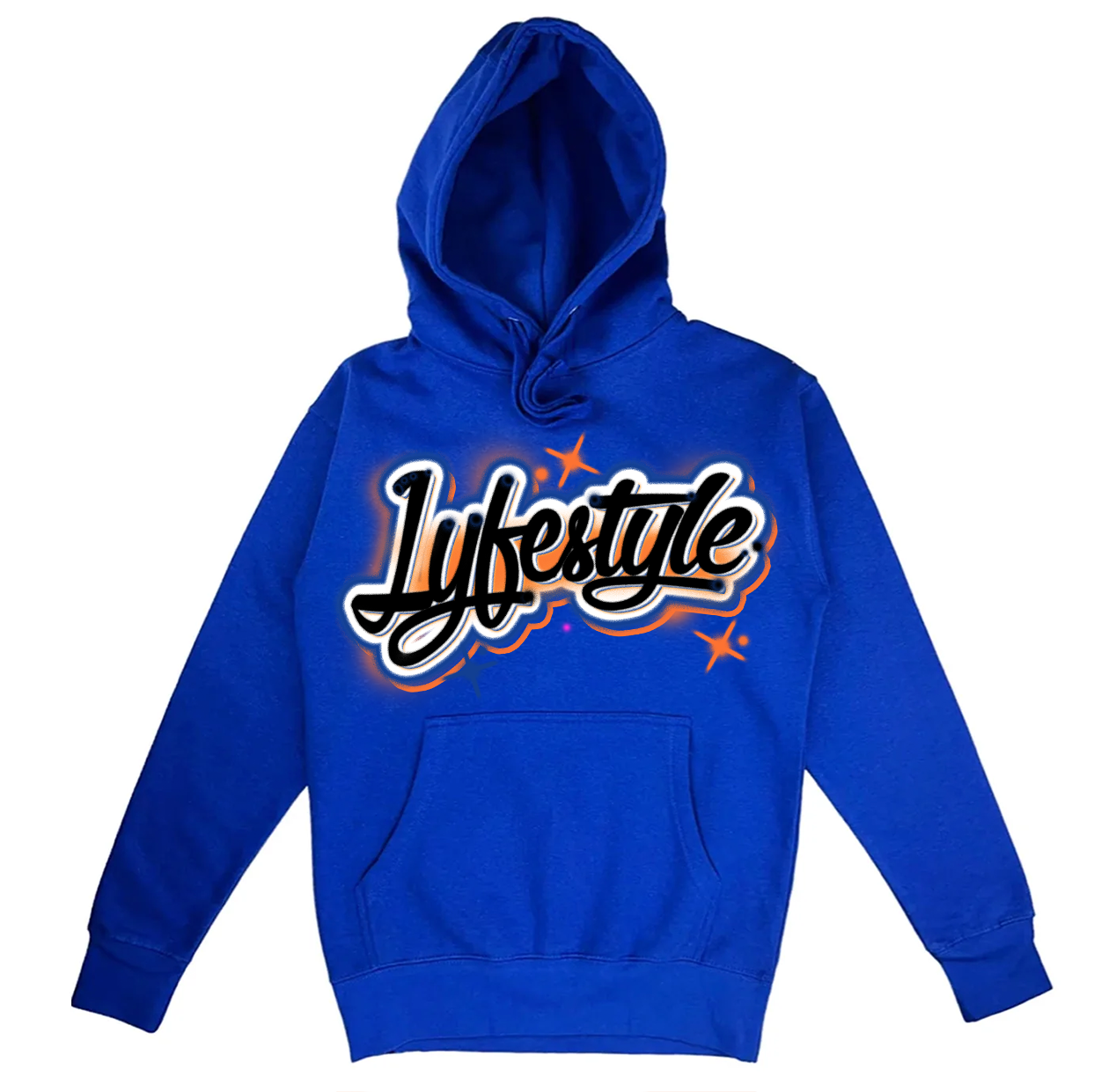 Orange & Royal Blue Airbrush Lyfestyle Hoodies (Customizable)
