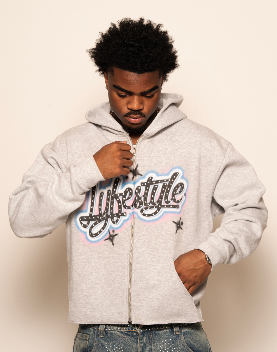 Black & Pink Airbrush Lyfestyle Zip-Up Hoodies