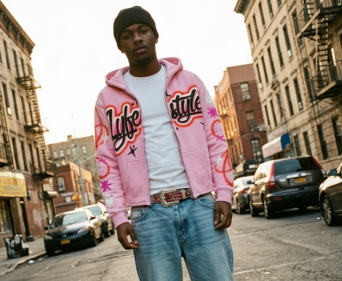 Pink Airbrush Lyfestyle Zip-Up Hoodie