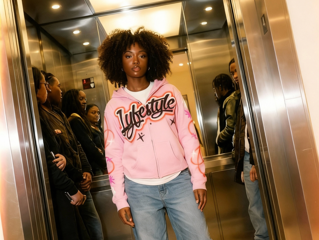 Pink Airbrush Lyfestyle Zip-Up Hoodie