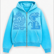 Garment Dyed Tonal "La Serpiente" Zip-Up Hoodies